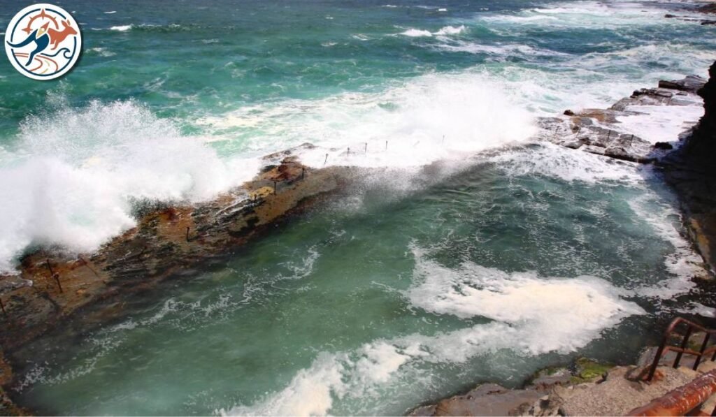 Rough seas at the Bogey Hole during our visit