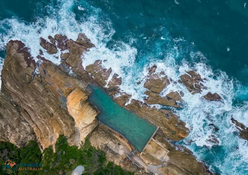 Aerial view of Blue Pool Bermagui and rocky coastline image