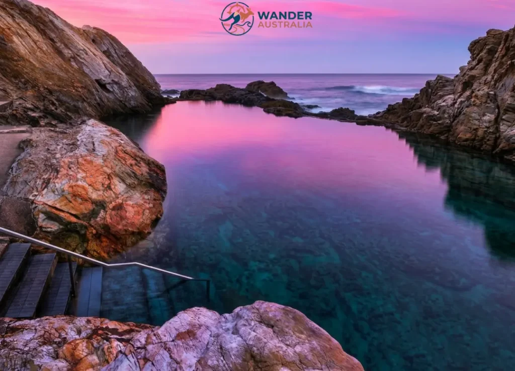 Blue Pool Bermagui rock pool at sunset image