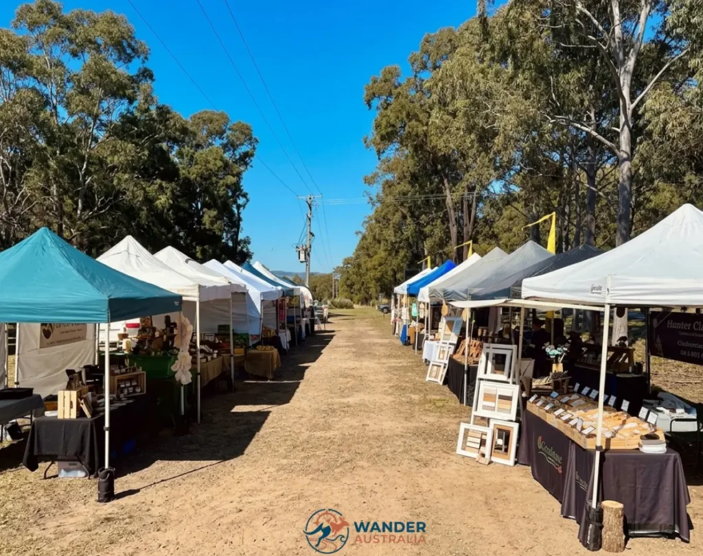 Outdoor stalls at Pokolbin Markets in the Hunter Valley image