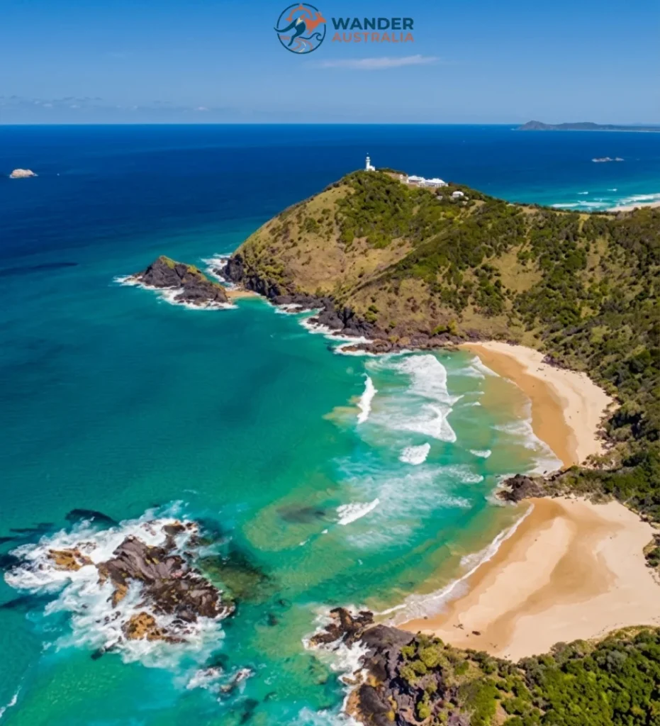 Aerial view of Smoky Cape headland, beaches, and turquoise waters image