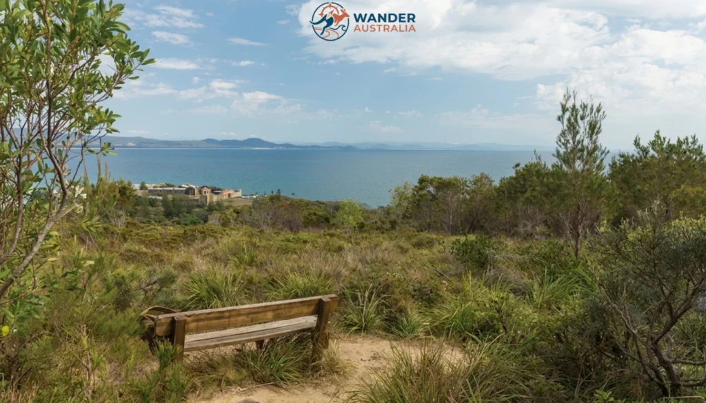 Bench overlooking Trial Bay Gaol from a Monument Hill walking track image